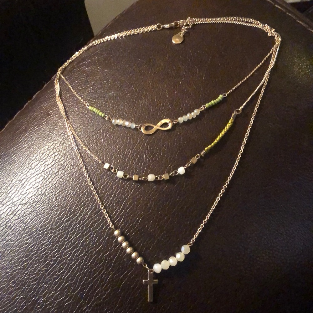Three layer Cross Necklace 24”